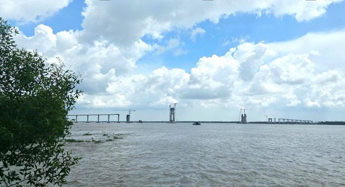 Dự án cầu Đại Ngãi có tiến độ đạt 72% khối lượng công việc.