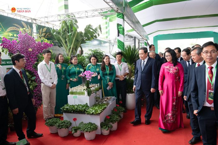 Chủ tịch Quốc hội Trần Thanh Mẫn thăm các gian hàng trưng bày tại lễ kỷ niệm