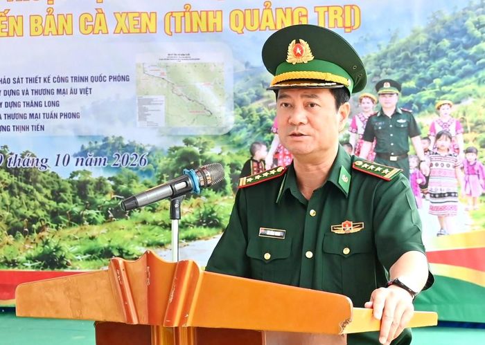 Đại tá Bùi Hồng Thanh, Chỉ huy trưởng Ban Chỉ huy Bộ đội Biên phòng tỉnh Hà Tĩnh phát biểu tại buổi lễ. Ảnh:Bộ đội Biên phòng Hà Tĩnh