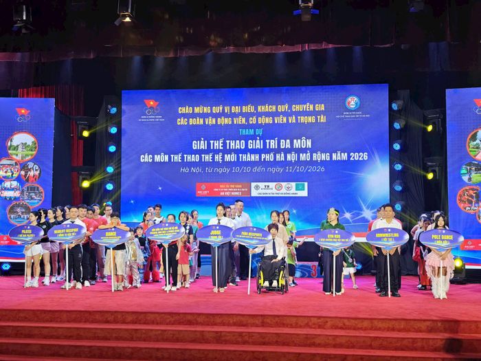 Lễ khai mạc Giải Thể thao giải trí đa môn Hà Nội mở rộng 2026 diễn ra trang trọng và sôi nổi. Ảnh: Báo và Phát Thanh, Truyền hình Hà Nội.