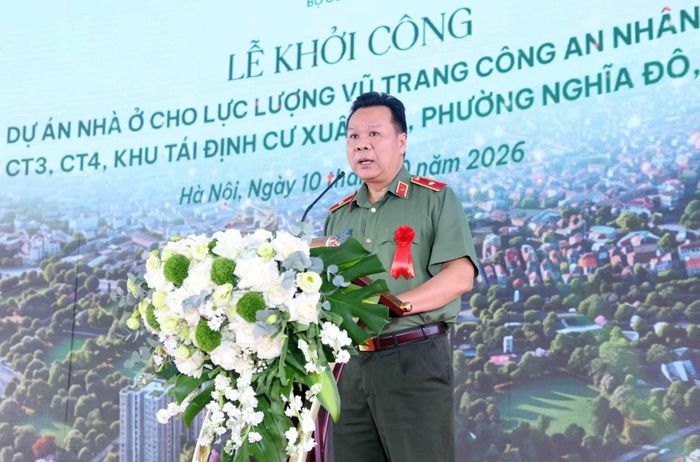  Thiếu tướng Hà Văn Tuyên phát biểu tại lễ khởi công dự án. 