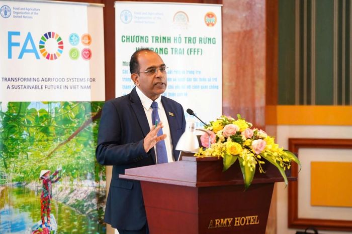 Ông Vinod Ahuja, Trưởng đại diện FAO tại Việt Nam đánh giá cao sự đồng hành của Hội Nông dân Việt Nam và thành quả FFF. Ảnh: Quang Lịch