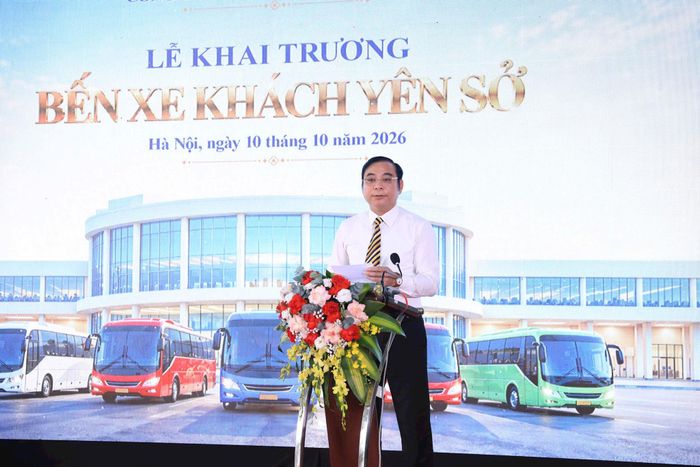 Phó Giám đốc Sở Xây dựng Hà Nội Đào Duy Phong phát biểu tại buổi lễ. Ảnh: Tuấn Lương.