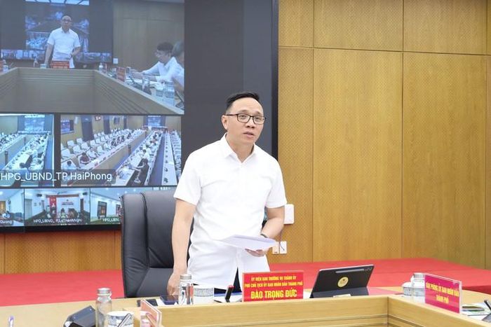 Phó Chủ tịch UBND thành phố Đào Trọng Đức phát biểu chỉ đạo. Ảnh: CTTDT HP