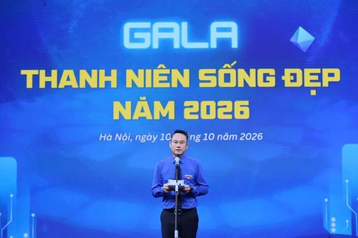 Ông Nguyễn Kim Quy, Bí thư Trung ương Đoàn, Chủ tịch Trung ương Hội LHTN Việt Nam phát biểu tại chương trình. Ảnh: Đăng Hải.