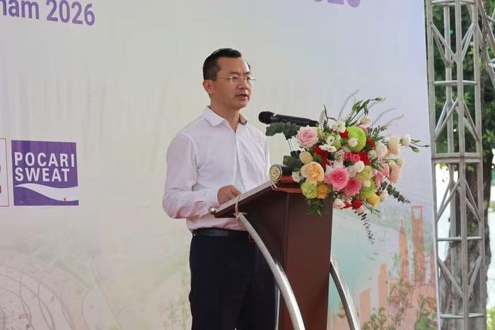 Ông Phạm Xuân Tài, Phó Giám đốc Sở Văn hóa, Thể thao và Du lịch Hà Nội, Trưởng Ban Tổ chức giải phát biểu tại giải đua