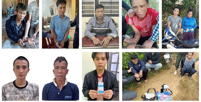 Các đối tượng trong loạt vụ án vừa bị triệt phá. Ảnh: Công an tỉnh Sơn La