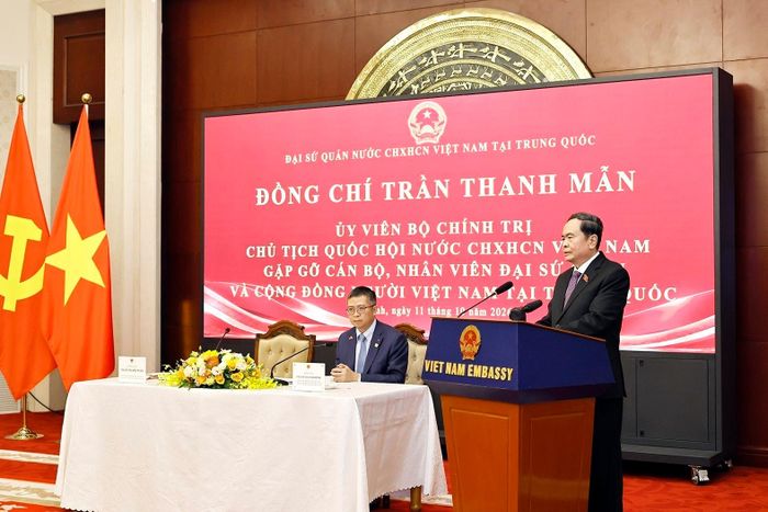 Chủ tịch Quốc hội Trần Thanh Mẫn phát biểu. Ảnh: Doãn Tấn - TTXVN