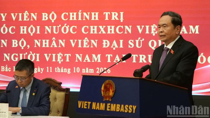 Chủ tịch Quốc hội Trần Thanh Mẫn phát biểu tại cuộc làm việc.