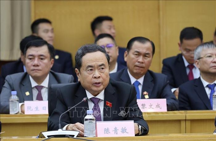 Chủ tịch Quốc hội Trần Thanh Mẫn phát biểu tại tọa đàm trao đổi kinh nghiệm với Nhân đại 3 cấp thành phố Bắc Kinh.