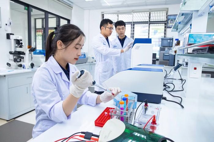 Sinh viên, nhà khoa học trẻ làm việc trong phòng thí nghiệm tại Đại học Phenikaa.