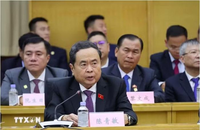 Chủ tịch Quốc hội Trần Thanh Mẫn phát biểu tại toạ đàm. Ảnh: TTXVN