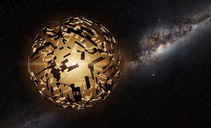 Hình ảnh mô phỏng về một Quả cầu Dyson bao quanh một ngôi sao xa xôi. Nguồn: dottedhippo/BBC Skyatnightmagazine
