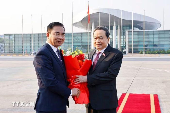 Lễ tiễn Chủ tịch Quốc hội Trần Thanh Mẫn tại Sân bay quốc tế Nội Bài, Hà Nội. (Ảnh: Doãn Tấn/TTXVN)