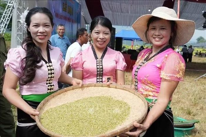 Thành quả sau thời gian giã cốm.