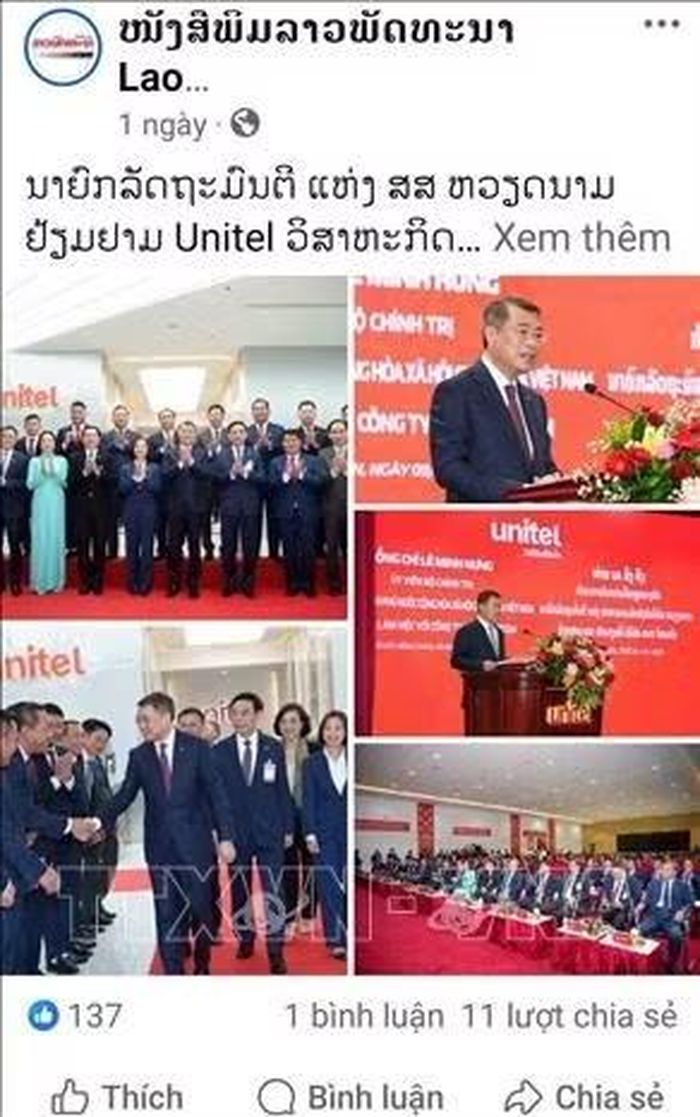 Bài đăng trên trang Facebook chính thức của báo Laophattana News. Ảnh chụp màn hình: TTXVN phát