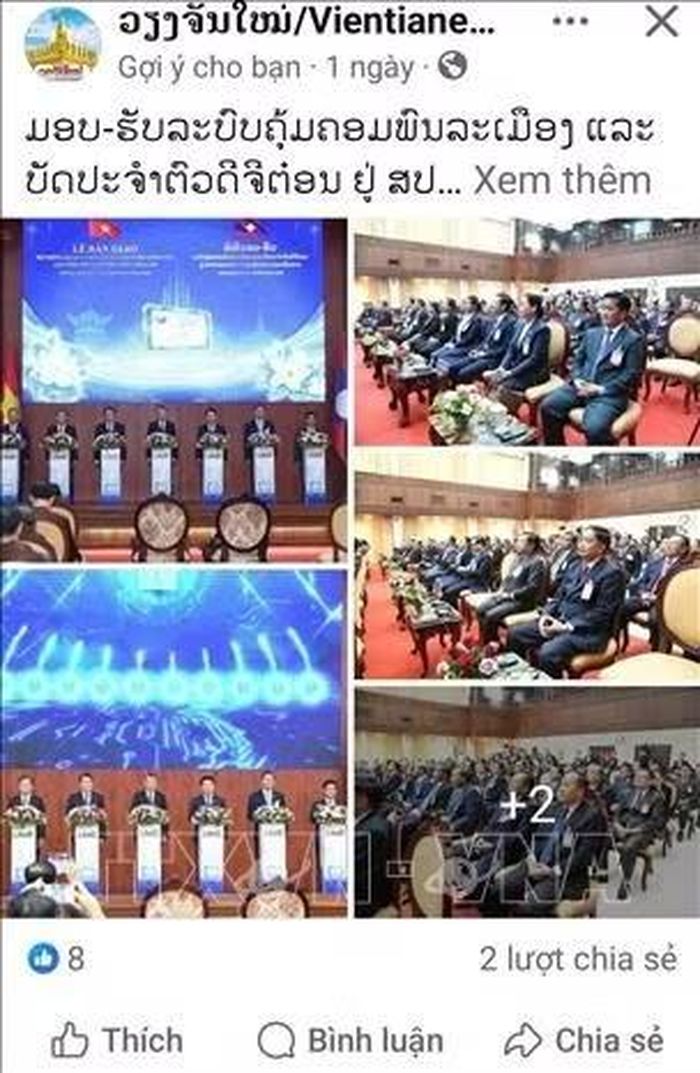 Bài đăng trên trang Facebook chính thức của báo Vientiane Mai. Ảnh chụp màn hhình: TTXVN