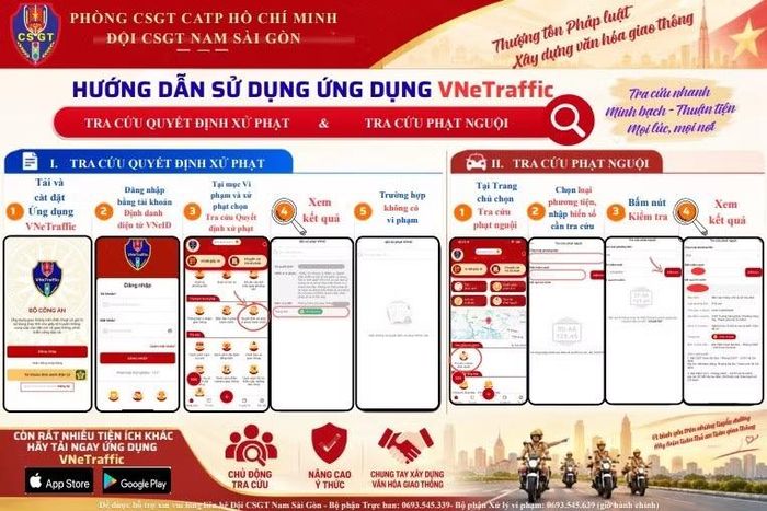 Ứng dụng VNeTraffic để tra cứu thông tin liên quan đến phương tiện và tiếp cận các tiện ích được cung cấp theo quy định. Ảnh: PC08