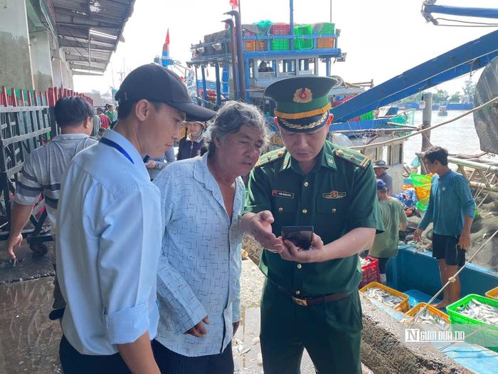 Đồn biên phòng Thanh Hải hỗ trợ ngư dân thực hiện truy xuất nguồn gốc thủy sản khai thác trên hệ thống eCDT.