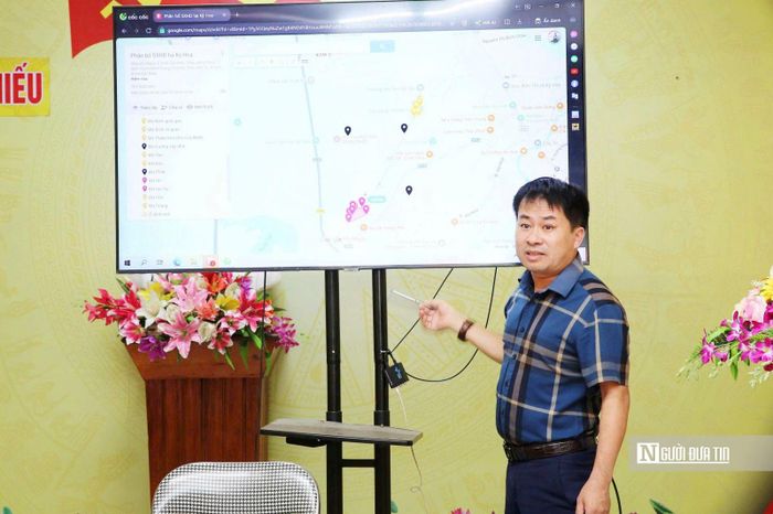 Sự phân bố dịch sốt xuất huyết trên địa bàn xã Kỳ Hoa tại khu vực giáp ranh giữa 2 thôn Văn Miếu và Trung Thượng. Ảnh Nhật Thắng.