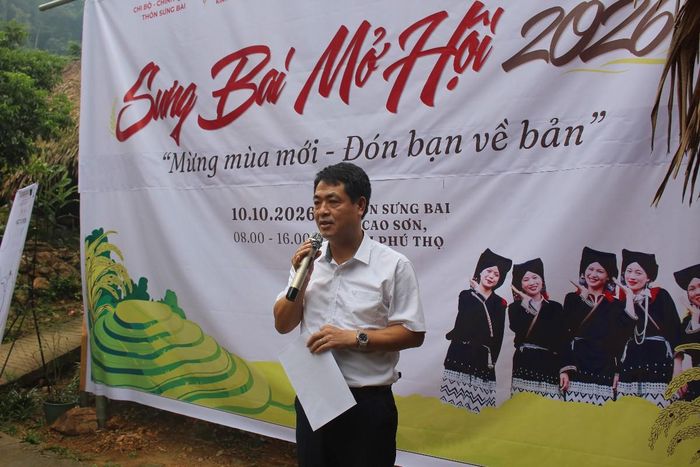 Bí thư Đảng uỷ xã Cao Sơn phát biểu tại sự kiện. Ảnh: Chu Khôi.