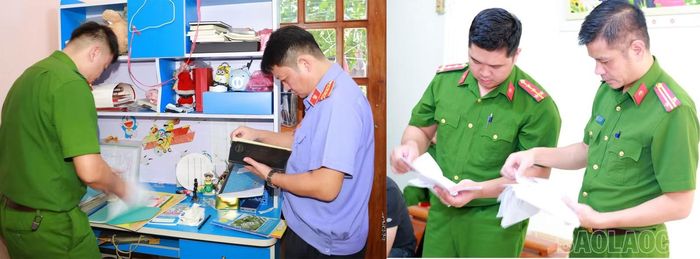 Lực lượng chức năng tiến hành khám xét nơi ở của bị can Đặng Thị Lý để phục vụ công tác điều tra.