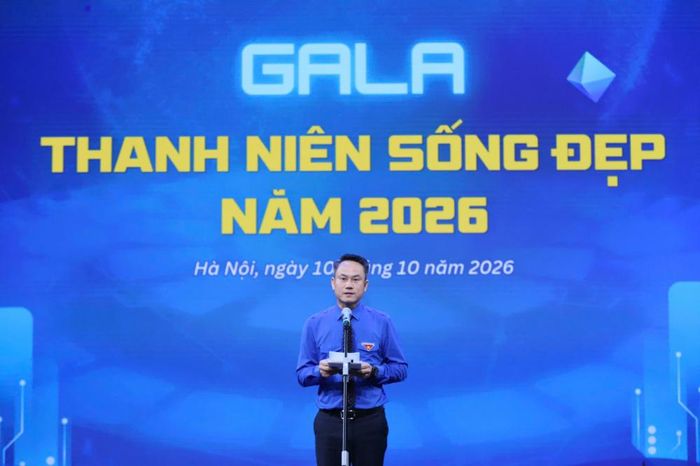 Đồng chí Nguyễn Kim Quy, Bí thư Trung ương Đoàn, Chủ tịch Trung ương Hội Liên hiệp Thanh niên Việt Nam phát biểu tại buổi lễ. Ảnh BTC