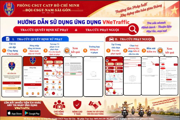 CSGT hướng dẫn người dân sử dụng ứng dụng VNeTraffic.