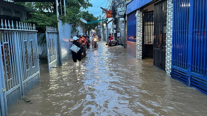 Nước dâng cao tại nhiều khu dân cư ven sông Đồng Nai.