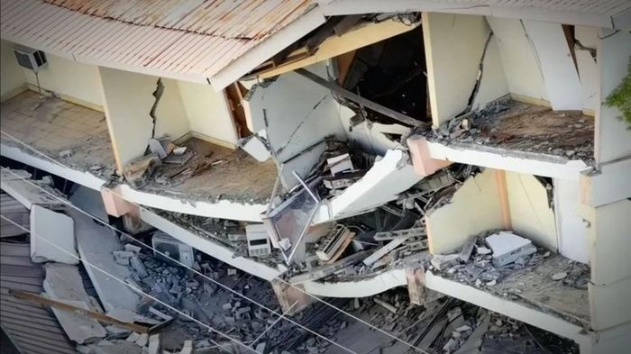 Một công trình kiến trúc ở tỉnh Coclé sau trận động đất mạnh 7,5 độ richter. Ảnh TVN News