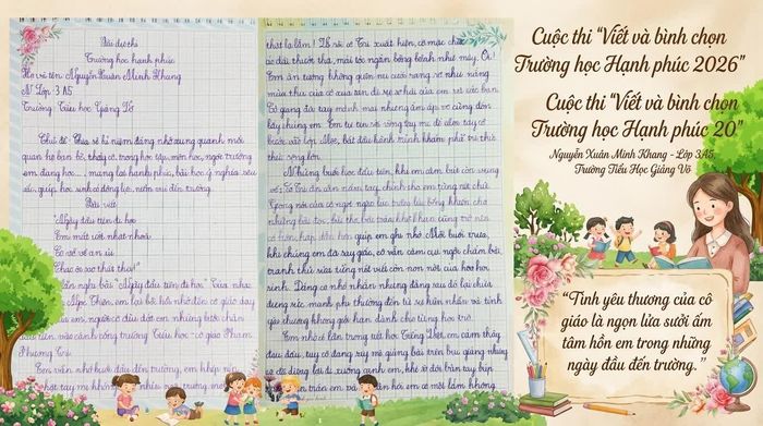 Bài thi "Có một người cô dịu dàng trong ký ức tuổi thơ" được đăng tải trên Diễn đàn trẻ em Việt Nam.