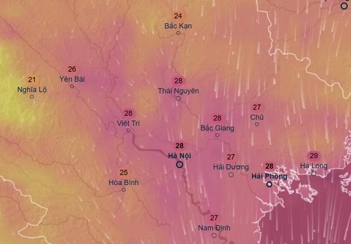 Dự báo của mô hình ECMWF (châu Âu) cho thấy không khí lạnh về miền Bắc vào khoảng ngày 24 - 25/10. Ảnh: Ventusky, ECMWF.