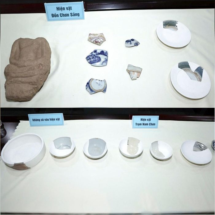 Một số hiện vật sau khai quật tại Đồn Chơn Sảng và Trạm Nam Chơn