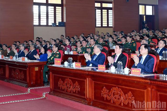 Tổng Bí thư, Chủ tịch nước Tô Lâm, các đồng chí lãnh đạo, nguyên lãnh đạo Đảng, Nhà nước và các đại biểu dự Lễ kỷ niệm. (Ảnh: ĐĂNG KHOA)