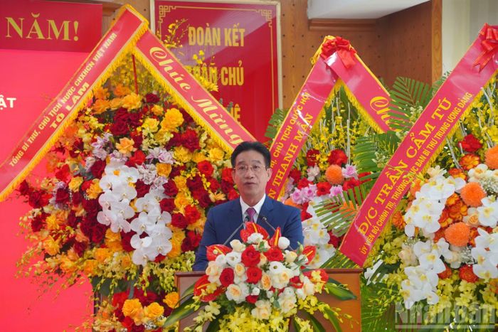 Đồng chí Phạm Thanh Hà, Phó Chủ nhiệm Văn phòng Chủ tịch nước phát biểu tại lễ ra mắt cuốn sách Kiên định chủ nghĩa Mác-Lênin, tư tưởng Hồ Chí Minh và con đường đi lên chủ nghĩa xã hội ở nước ta. (Ảnh: HẢI ĐĂNG)