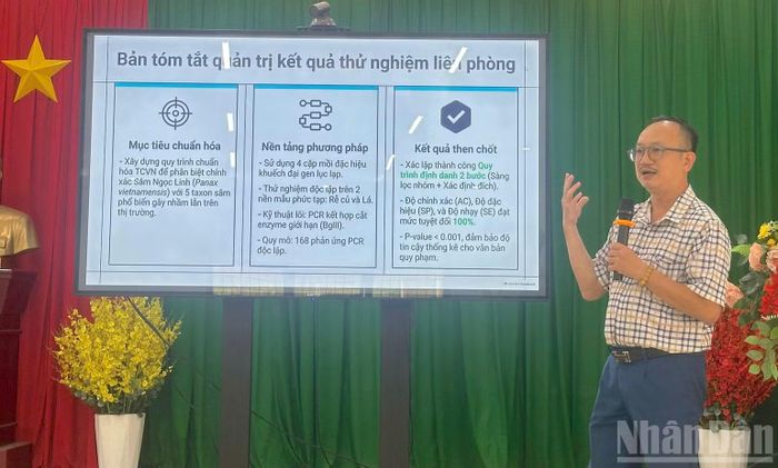 Phó Giáo sư, Tiến sĩ Phan Kế Long báo cáo tại hội thảo.