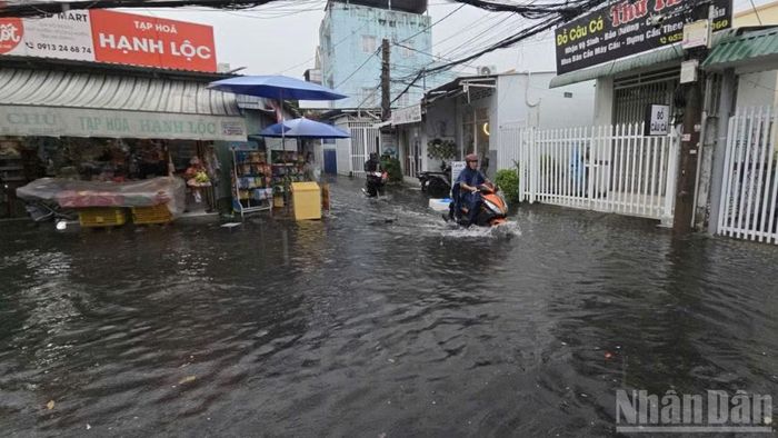 Một đoạn đường Võ Thị Sáu mưa lớn là bị ngập.