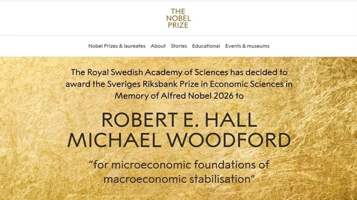 Ảnh chụp màn hình trang web chính thức của Giải Nobel.