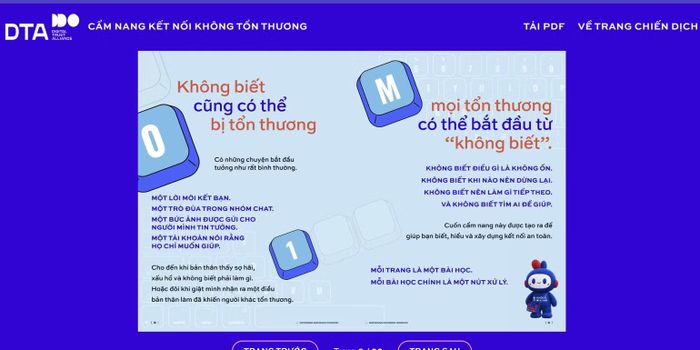 Hình ảnh cẩm nang online “Kết nối không tổn thương”. (Ảnh: Ban tổ chức cung cấp)