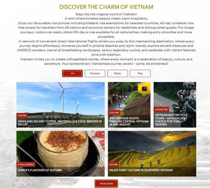 Trang Vietnam.Travel với giao diện hiện đại, tích hợp các mục quảng bá nổi bật, hỗ trợ du khách quốc tế tìm kiếm những trải nghiệm yêu thích của mình tại Việt Nam.