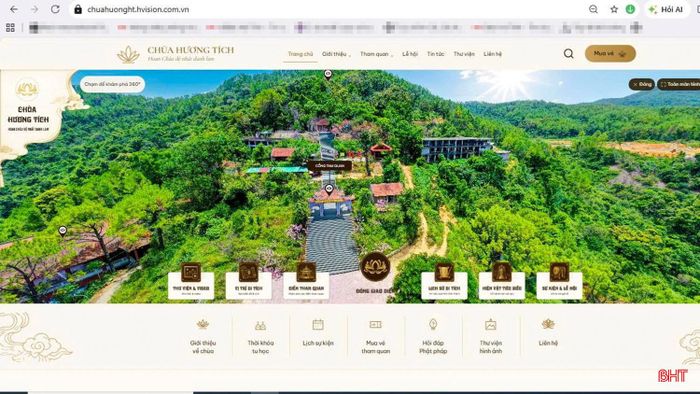 Giao diện trang web chùa Hương Tích được UBND xã Can Lộc nâng cấp chuẩn bị ra mắt.