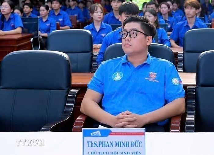 Anh Phan Minh Đức, Chủ tịch Hội Sinh viên Trường Đại học Sư phạm, Đại học Huế. (Ảnh: TTXVN phát)