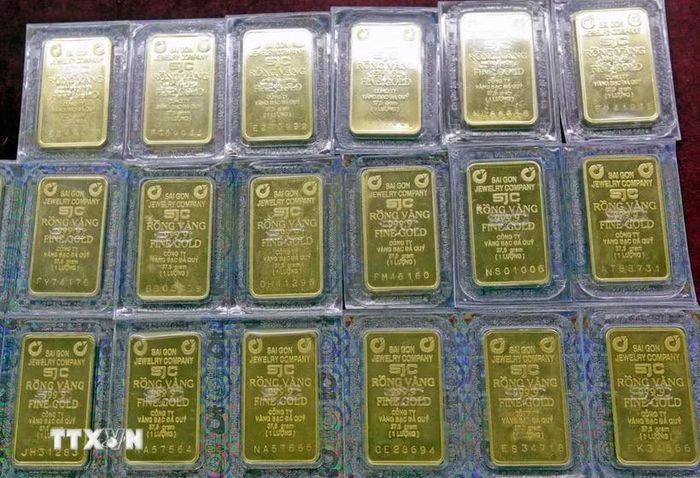 Vàng miếng SJC. (Nguồn: TTXVN)