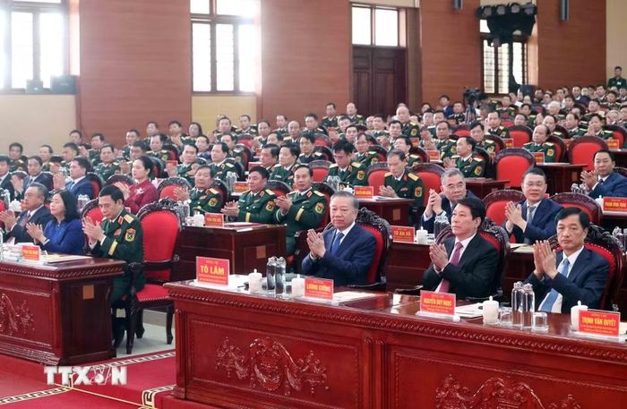Tổng Bí thư, Chủ tịch nước Tô Lâm và các đại biểu dự lễ kỷ niệm. (Ảnh: Thống Nhất/TTXVN)