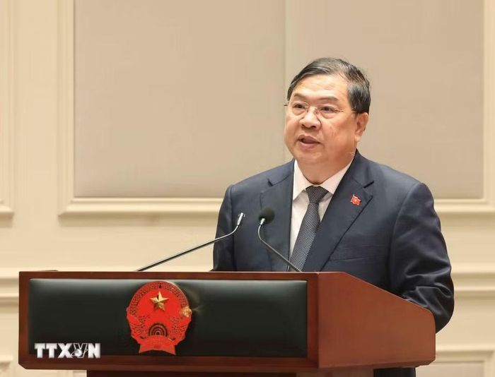 Đồng chí Phạm Gia Túc, Ủy viên Bộ Chính trị, Phó Thủ tướng thường trực Chính phủ phát biểu . (Ảnh: Thống Nhất/TTXVN)