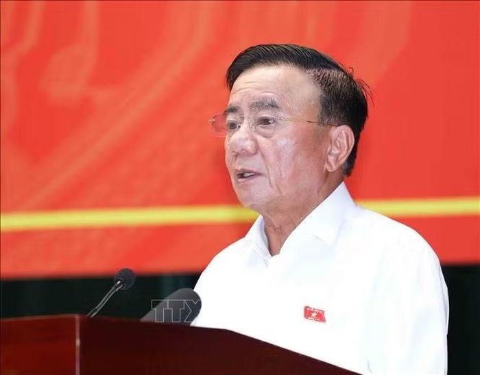Đồng chí Trần Cẩm Tú, Uỷ viên Bộ Chính trị, Thường trực Ban Bí thư phát biểu tại hội nghị. Ảnh: Phương Hoa/TTXVN