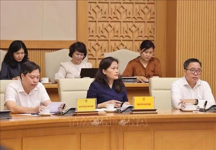 Lãnh đạo các bộ, ngành dự họp tại điểm cầu Hà Nội. Ảnh: Lâm Khánh/TTXVN