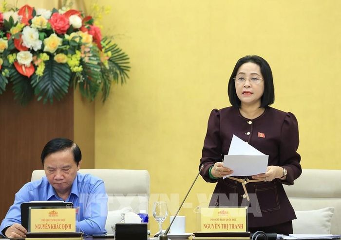 Phó Chủ tịch Quốc hội Nguyễn Thị Thanh phát biểu. Ảnh: Tuấn Anh - TTXVN