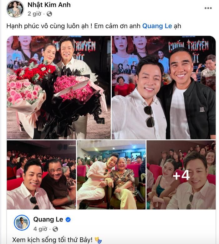 Nhật Kim Anh thể hiện niềm vui khi nhận được tình cảm và lời động viên từ Quang Lê.