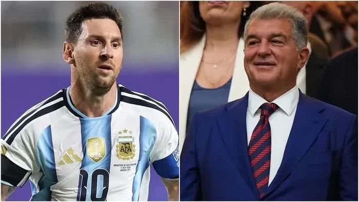Messi và Laporta được cho là có mối quan hệ căng thẳng. Ảnh: Carl Recine/Angel Martinez/Getty Images
